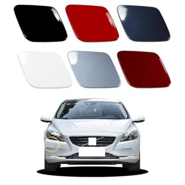 Imagem de Goholy Capa de arruela de farol de para-choque dianteiro de carro compatível com Volvo V40 2013-2020 Capa de bico de arruela de farol 31283734 31283735 Capa de spray de água azul jeans lado direito do