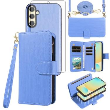 Imagem de Asuwish Capa de telefone para Samsung Galaxy S24 FE 5G carteira com zíper magnético destacável com protetor de tela de vidro temperado alça transversal suporte para cartão S 24 EF S24FE 24S mulheres