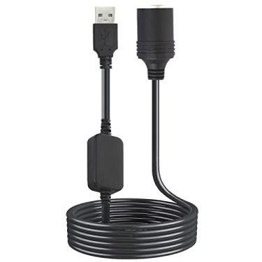 Imagem de Faoyliye USB A macho para isqueiro de carro 12V soquete fêmea conversor cabo adaptador para acendedores de carro gravador eletrônico cachorro carro carregador preto (60 cm)