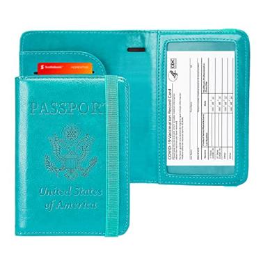 Imagem de Zoppen Combo de porta-cartões de passaporte e vacina, capa para passaporte com compartimento para cartão de vacina, serve para cartão de vacina de 11 x 9 cm, organizador de documentos essenciais de