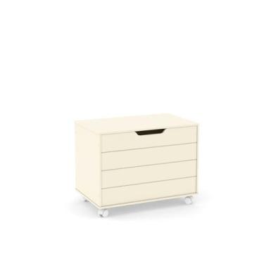 Imagem de Bau caixa de brinquedos toys com tampa e rodizios off white - Ofertamo