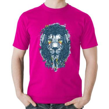 Imagem de Camiseta Algodão Leão Reggae - Foca na Moda, Rosa, GG