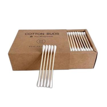 Imagem de Cotonete Madeira Algodão Sustentável Ecológico 1000 Unidades