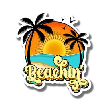 Imagem de Ímã Beachin - Ímã de água salgada para férias na praia - Ímã de superfície de metal de geladeira para carro caminhão para-choque - 12 cm no lado mais longo - Feito nos EUA - AAMT0074