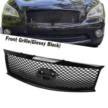 Imagem de Gloss Black Car Racing Grills Grade dianteira superior do para-choque malha peça de reposição compatível com Infiniti M37 M56 2011-2013 Q70 2014-2015(Gloss Black)