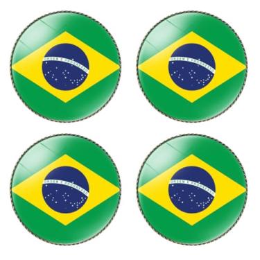Imagem de HSQCEZ 4 pçs broche de bandeira do Brasil redondo 2,5 cm, alfinetes de lapela crachá de lembrança para chapéu e mochila de roupas, acessórios de broche de bandeira do Brasil, lembrancinhas de festa,