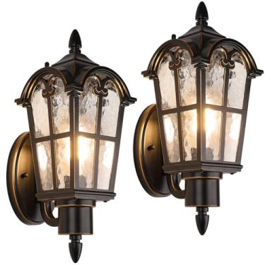 Imagem de Sucolite Luminárias De Parede Externas Montadas Na Parede, Luzes De Varanda Externas À Prova D'Água, Lanternas De Parede, Arandelas De Parede Externas Com Vidro Ondulado De Água Para Porta Da Frente