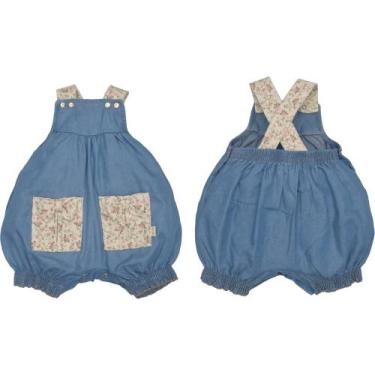 Imagem de Banho De Sol Jardineira Jeans Bebê Menina Azul Upi Uli - Upi Ulli, P