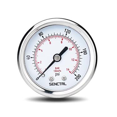 Imagem de senctrl Manômetro De Pressão De 200 Psi, Tamanho De 2 Mostradores, Montagem Traseira De 1/4 Npt, À Prova D'Água, Caixa De Aço Inoxidável, Para Filtro De Água, Regulador Pneumático, Compressor De Ar