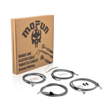 Imagem de Mofun ABS Hydraulic Front Brake Line & Clutch Line Kit & Throttle by Wire Extensions Compatible with Harley Touring Road King Electra Road Glide 2021-2023, Fit 16"-18" Handlebar Black
