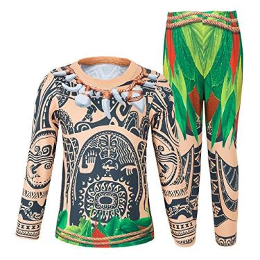 Imagem de AmzBarley Conjunto de roupas de fantasia de aventura no oceano para meninos, cosplay, cosplay, crianças, manga comprida, tatuagem, festa, tema festivo, fantasia, tamanho 10 (9 a 10 anos)