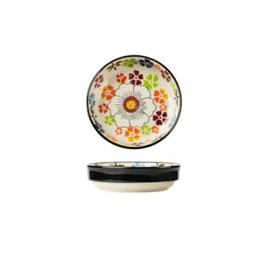 Imagem de Conjunto de talheres de flores de estilo étnico criativo, conjunto de tigela e prato de cerâmica, colher grande de sopa de macarrão - prato de nozes