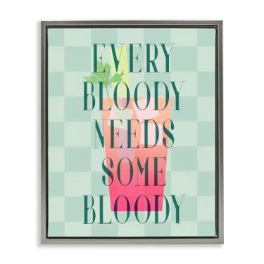 Imagem de Stupell Industries Tela emoldurada Bloody Mary Cocktail Gray Floater Design de arte de parede por Daphne Polselli, 17 x 21