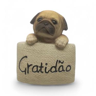 Imagem de Estatueta Delicada Cachorrinho Pug Plaquinha Gratidão 7 cm