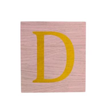 Imagem de Cubo Rosa Bebê Letra Amarela Festa Chá de Bebê Decoração 8x8x8 Cm Mdf 