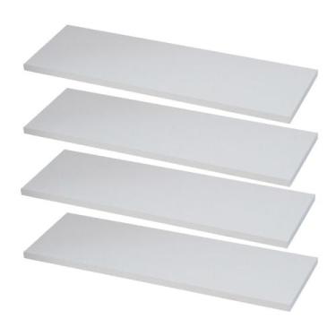 Imagem de KIT 4 Prateleiras Estante 60x20 Madeira MDF Brancas Nicho Quarto Sala 