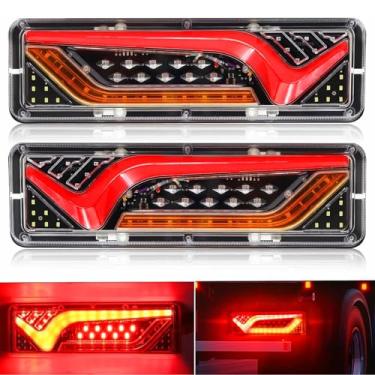 Imagem de Ourbest Luz traseira de reboque de caminhão, ré | cauda | parada | luz de freio de seta para ônibus, carga, caminhão, reboques, veículos de construção, caravanas, limpa-neve 28 cm (24 volts)