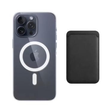 Imagem de CORONITAS Kit Capa Magnética para iPhone 12 13 14 15 16 16e + Porta Cartão Magnético Premium, Modelo Slim (Preto, iPhone 16 Pro Max)