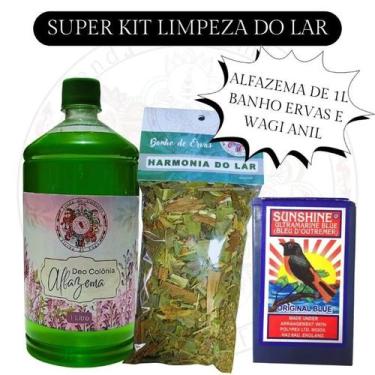 Imagem de Kit Limpeza do Lar com Alfazema 1 Litro Banho de Ervas 40g e Anil em P