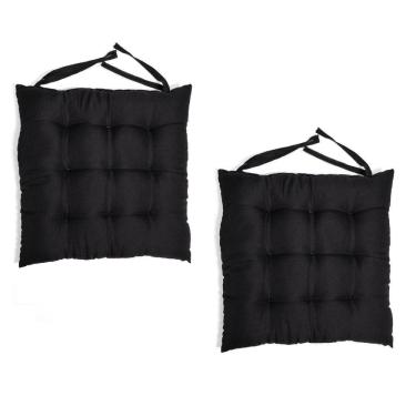 Imagem de Kit 2 Almofadas Futton Assento Para Cadeira Preto 40X40Cm