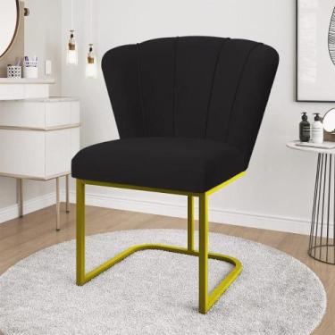 Imagem de Cadeira Flor Pés Metal Reforçado Dourado Mesa Estudos Quarto - Balaqui