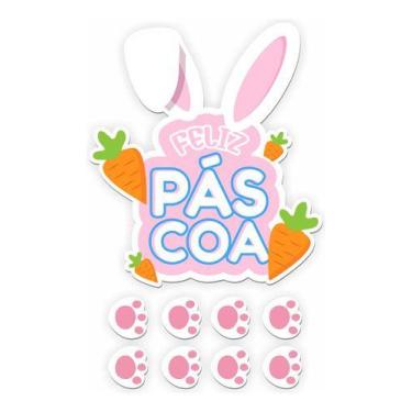 Imagem de Adesivo Decorativo Vitrine Loja Feliz Páscoa Cenoura - FJET