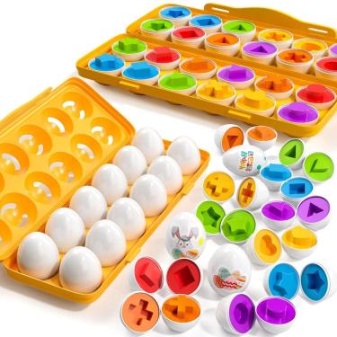 Imagem de Brinquedo sensorial Montessori TEMI 12 ovos de brinquedo com suporte para 1-3 anos