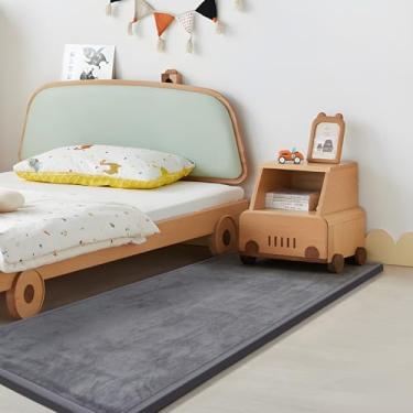 Imagem de Huloo Sleep Tapete de brinquedo para bebês e crianças, 3,3 cm de espessura, elasti-espuma antiqueda, tapete para quarto de crianças, tapetes de cabeceira de quarto de 71 x 182 cm, veludo coral macio