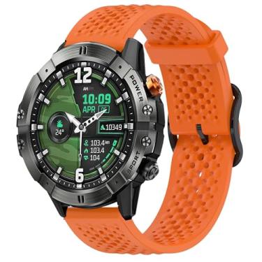 Imagem de Lamshaw Compatível com pulseira de relógio inteligente militar DEKELIFE, pulseira de silicone projetada para esporte com fivela de metal compatível com smartwatch DEKELIFE C28, AK57, G39 Pro (laranja