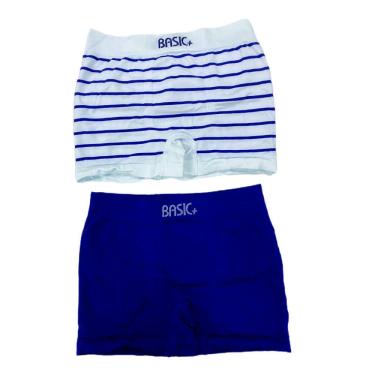 Imagem de Kit com 2 cuecas boxer infantil branca listrada/ preta M basic +