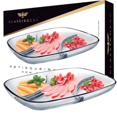 Imagem de Petisqueira de Vidro Parma Grande com 3 Divisoes