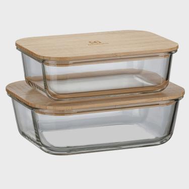 Imagem de Potes Herméticos Refratários com Tampa de Bambu - 2 Unidades
