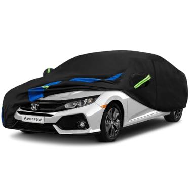 Imagem de Avecrew Capa de carro personalizada para Honda Civic Sedan, à prova d'água, para todos os climas, cobertura externa completa, chuva, neve, proteção UV, capa externa com design de zíper de porta