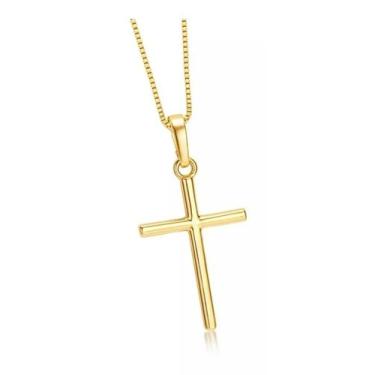 Imagem de Corrente Veneziana fininha Com Cruz Palito banhada a ouro Aço Inox col