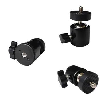 Imagem de ThtRht Pacote com 3 mini cabeça esférica, parafuso de 1/10.2 cm, suporte de cabeça de tripé giratório, adaptador de base giratória de 360 graus, cabeça esférica para câmera, tripé, painel, clipe de
