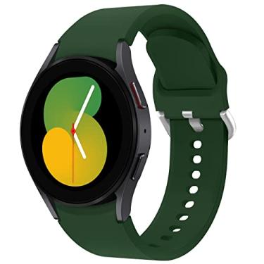 Imagem de Pulseira esportiva compatível com Samsung Galaxy Watch 5 de 40 mm e 44 mm/Watch 5 Pro, pulseira de substituição de silicone sem lacuna de 20 mm para Samsung Galaxy Watch 4 de 40 mm e 44 mm - Verde oliva