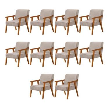Imagem de Kit 10 Poltronas Decorativas Paola Base em Madeira Veludo Bege - CASA 