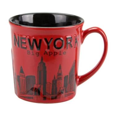 Imagem de Torkia - Canecas de cerâmica jumbo New York Big Apple City Skyline - 340 g (vermelho)