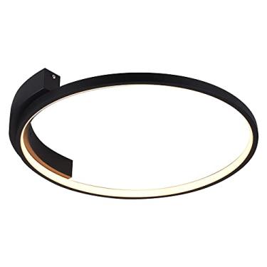 Imagem de Plafon de sobrepor bambolê preto (d)50cm (a)6cm 1x30w 3000k 1024lm