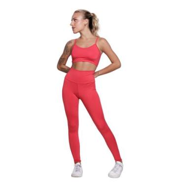Imagem de Conjunto Top Alça Fina e Calça Suplex Bella Fiore Roupa Para Academia 