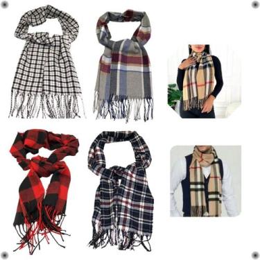 Imagem de Cachecol Xadrez Lã Inverno Frio Unissex Elegante Estiloso - REDSTAR, A