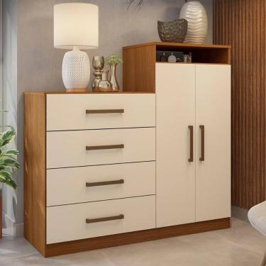Imagem de Cômoda 4 Gavetas 2 Portas 1 Nicho Latida - Amendola-off White