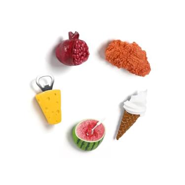 Imagem de Ímãs de geladeira fofos e engraçados, conjunto de 5 ímãs de geladeira, mini acessórios para decoração magnética (pomã, sorvete, asa de frango, melancia, queijo) (melancia)