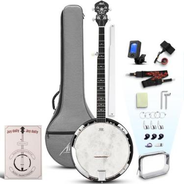 Imagem de Banjo AKLOT em tamanho real de 5 cordas com cabeça Remo 38" com kit