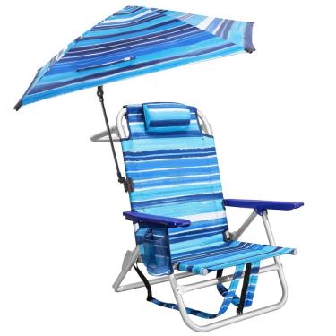 Imagem de Cadeira de praia, mochila PRETZI com guarda-chuva ajustável, azul