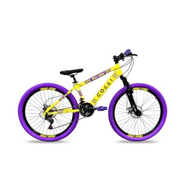 Imagem de Colli Bike, Bicicleta Grau, Aro 26, Freios a Disco, 21 V, Alavanca Rapid Fire 3/7V, Pedivela Triplo Aço, Selim Colli C/Carrinho, Pedal Free Sport 9/16 Colorido, Pneus Coloridos, Guidão Downhill