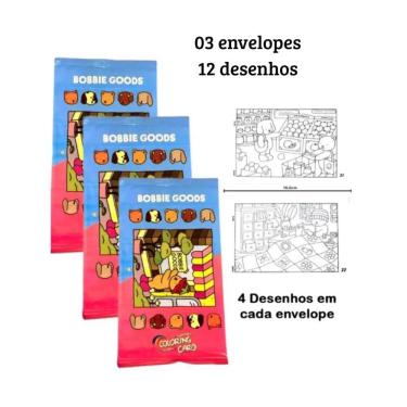 Imagem de 03 Cards para colorir Bobi guds 12 desenhos colecionaveis papelaria desenho famosos para pintar 