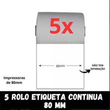 Imagem de 5 Rolo De Etiquetas Contínua Adesivas P/ Impressoras De 80mm - Xd Mega