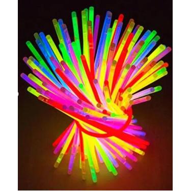 Imagem de Tubo 100 pulseiras neon brilham na luz negra para festa, balada, casam
