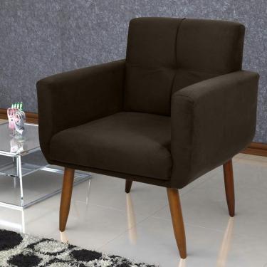 Imagem de Poltrona Decorativa Para Sala Lilian Suede Marrom